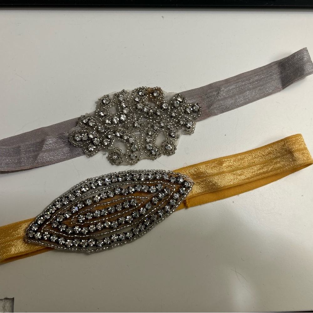 Gold and Silver Hand Beaded Crystal Headbands - Picture 5 of 5